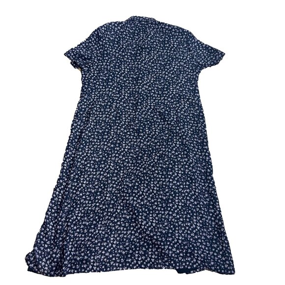 Chaus Woman Size 22 Dress Navy Blue Floral Short Sleeve Lined Button Front New - Picture 2 of 9